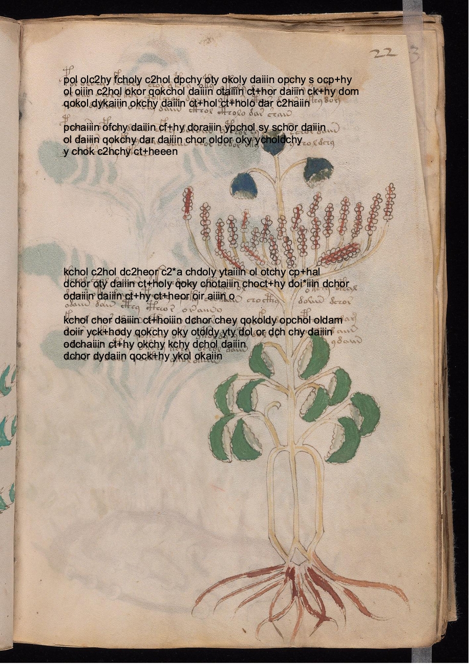 Folio 22r glyph overlay on parchment